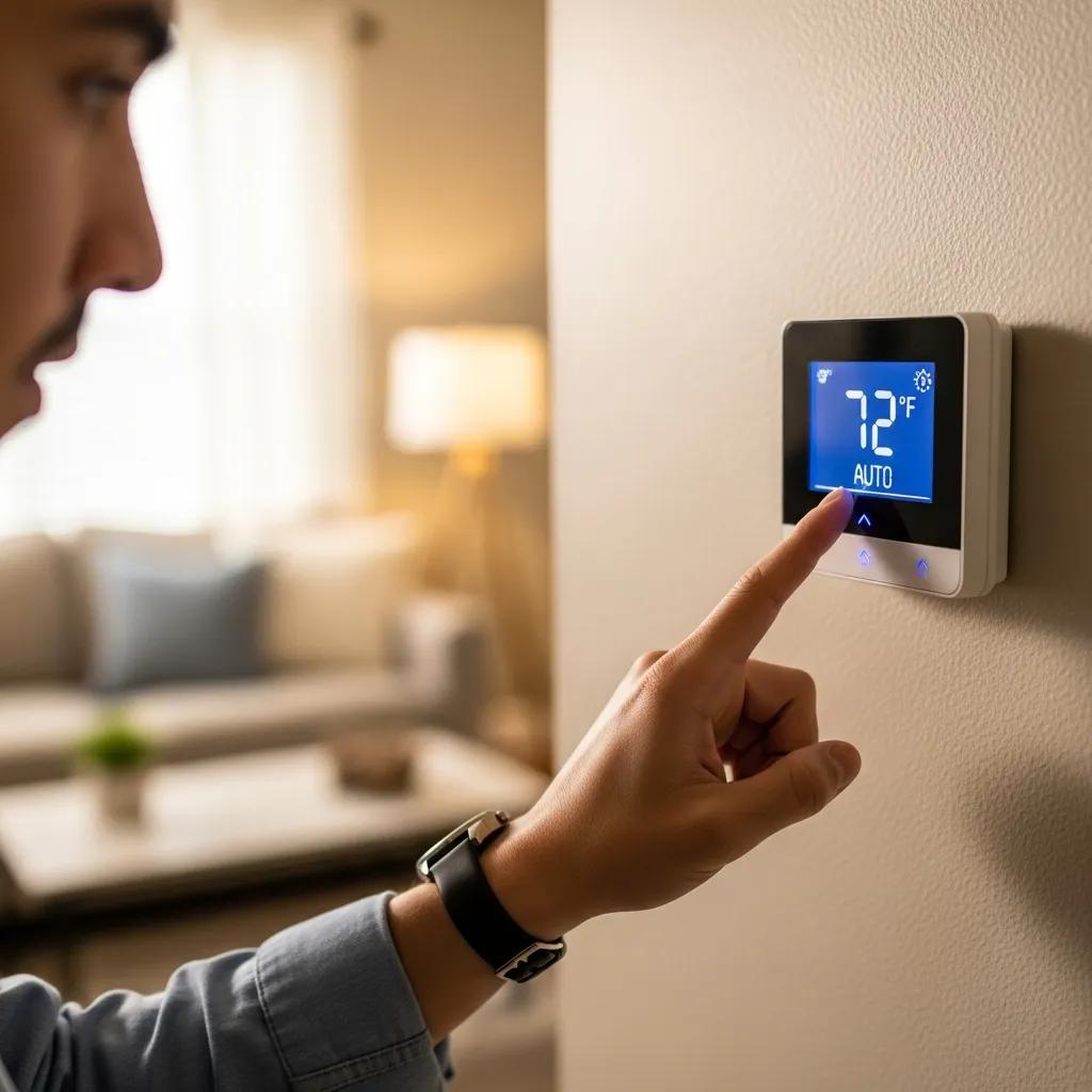 Adjusting a digital thermostat &mdash; confirm settings and batteries first
